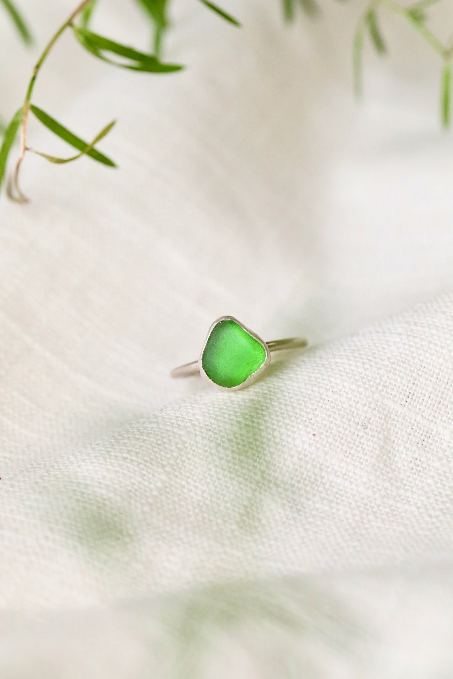 SKYE Bright green & silver stacking ring - size N