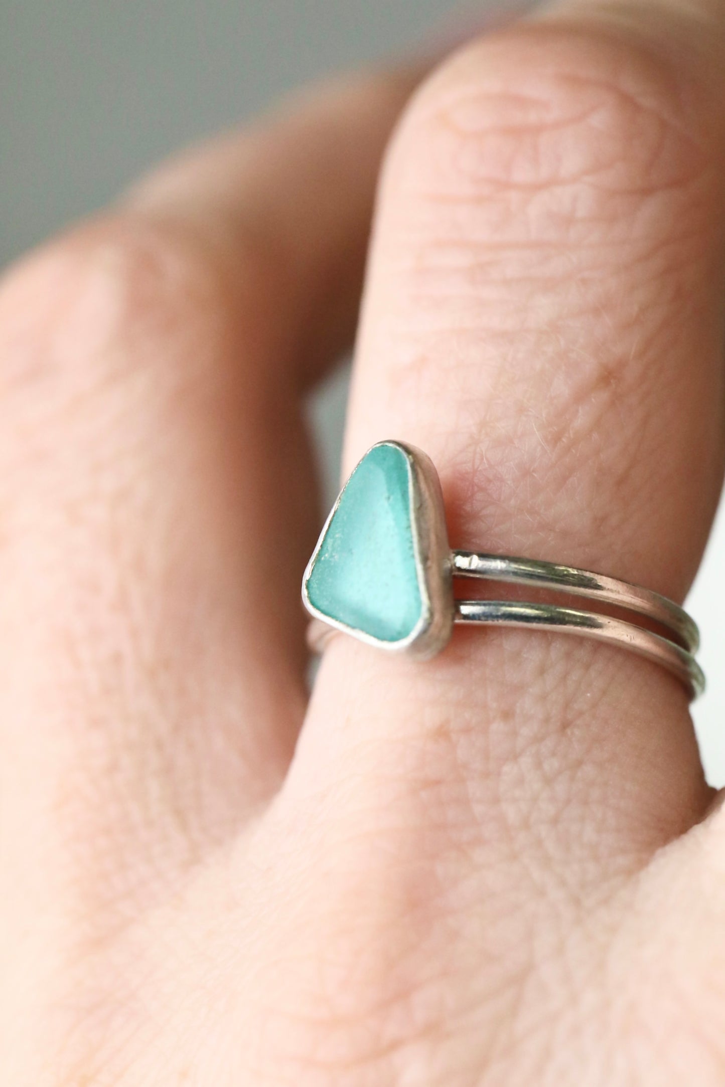 SKYE Light blue & silver stacking ring - size Q