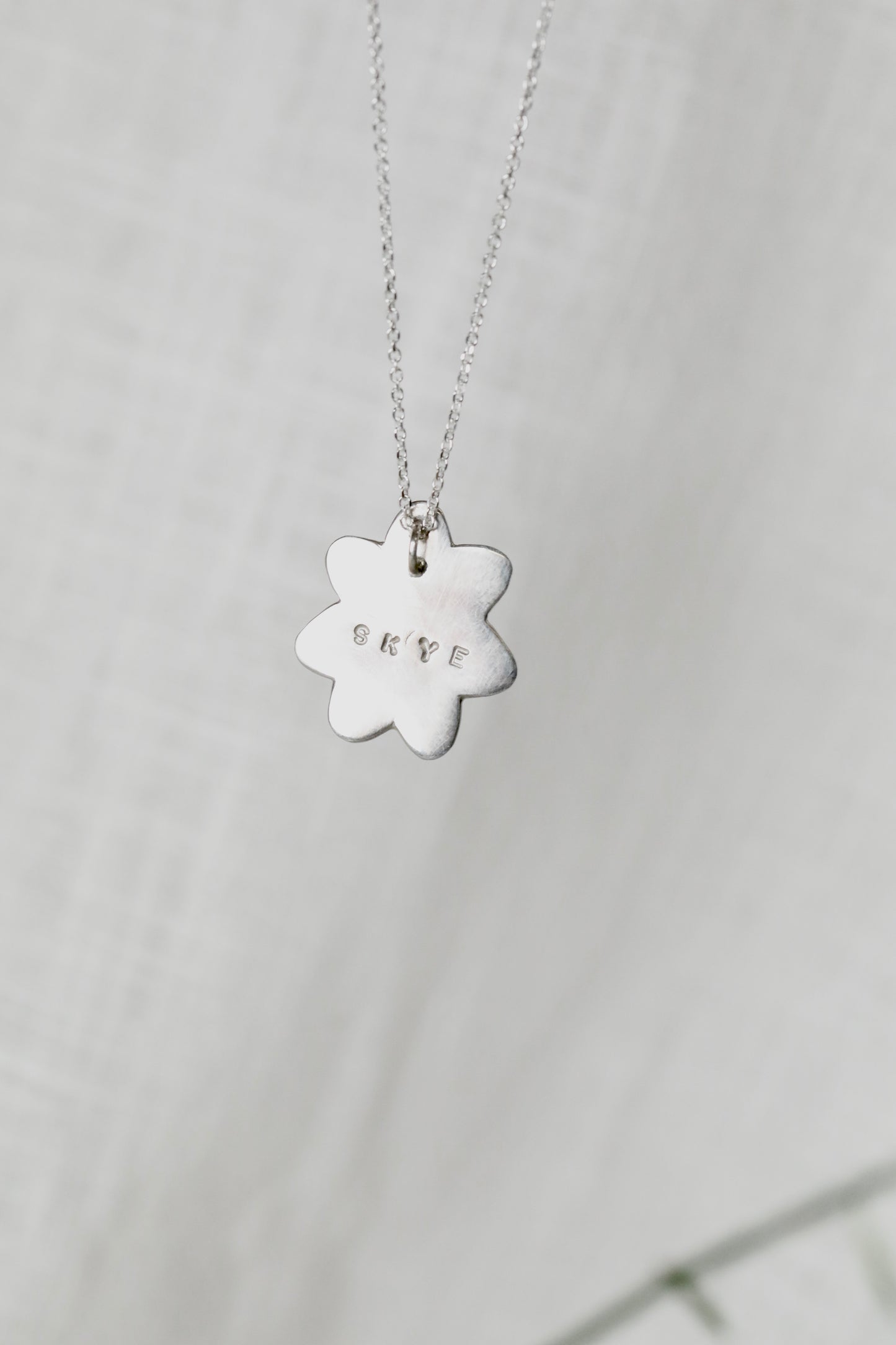 The Flower Signet Necklace - Skye in teal green