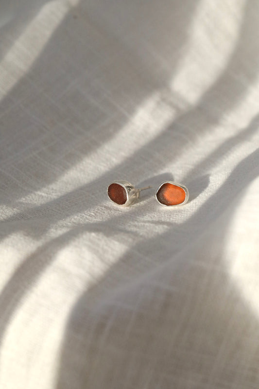 SKYE - Amber & silver stud earrings