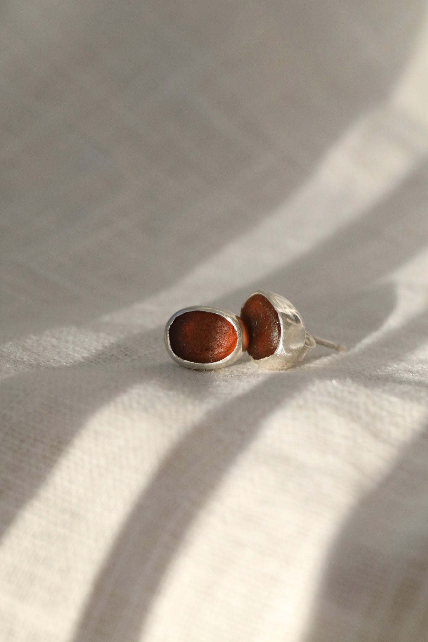 SKYE - Amber & silver stud earrings