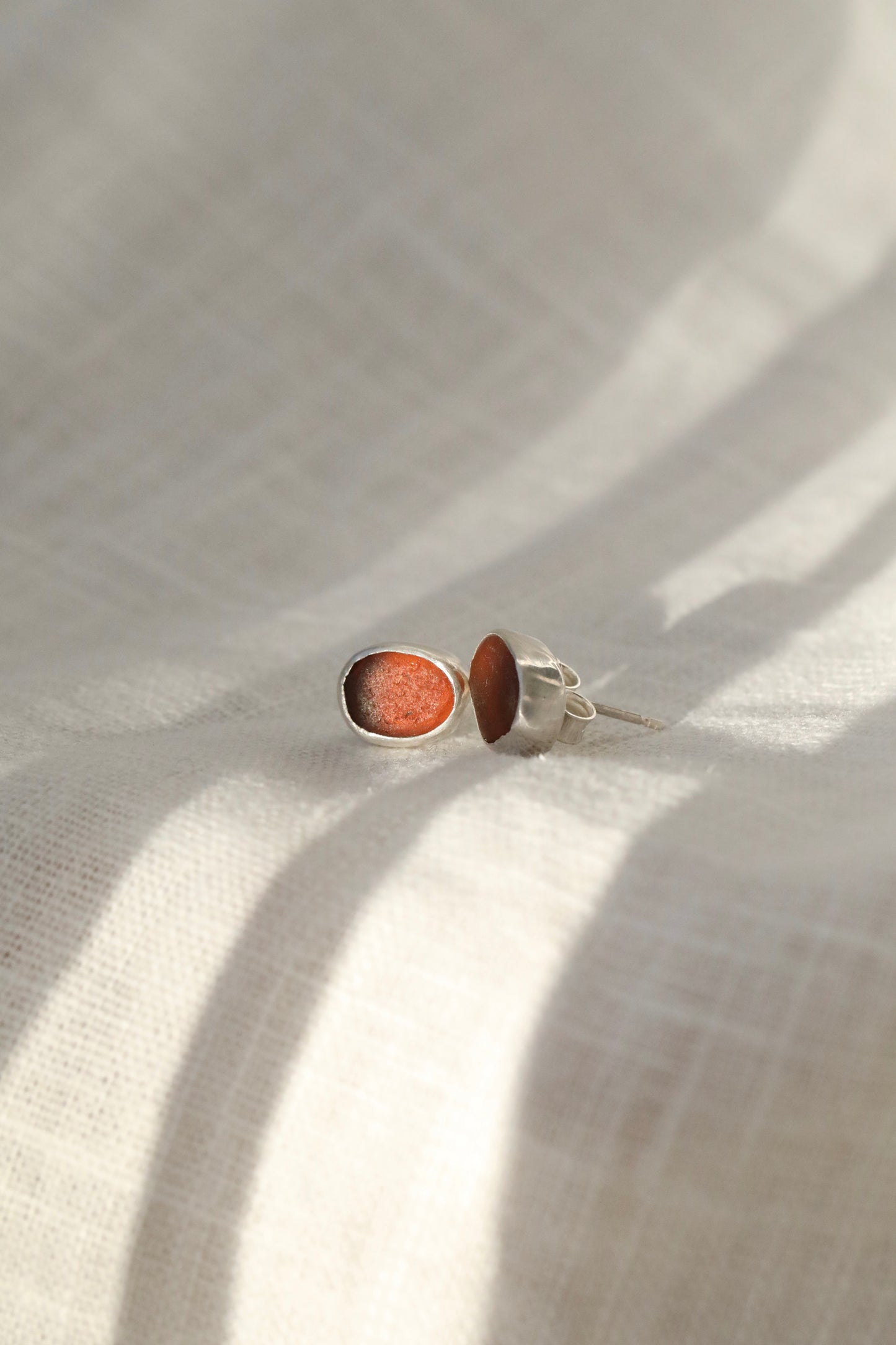 SKYE - Amber & silver stud earrings
