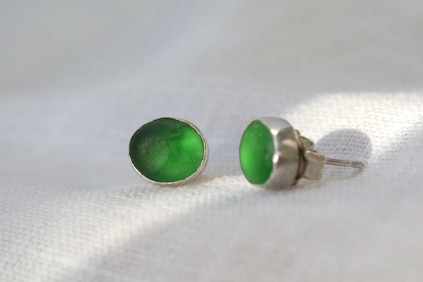 SKYE - Bright green & silver stud earrings