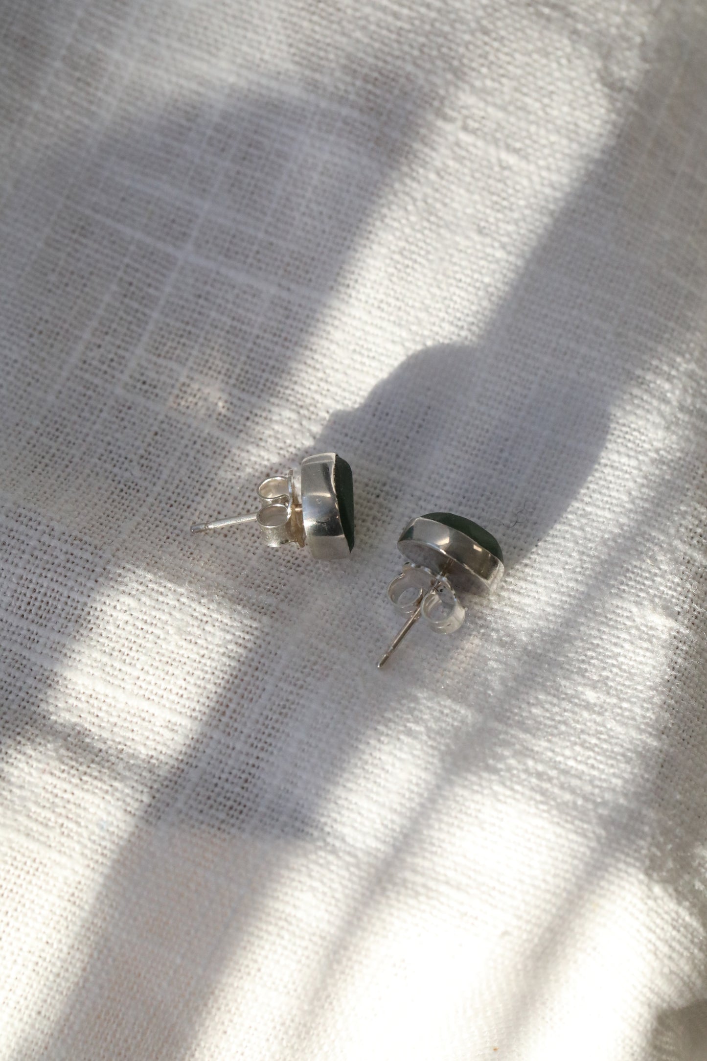 SKYE - Bright green & silver stud earrings