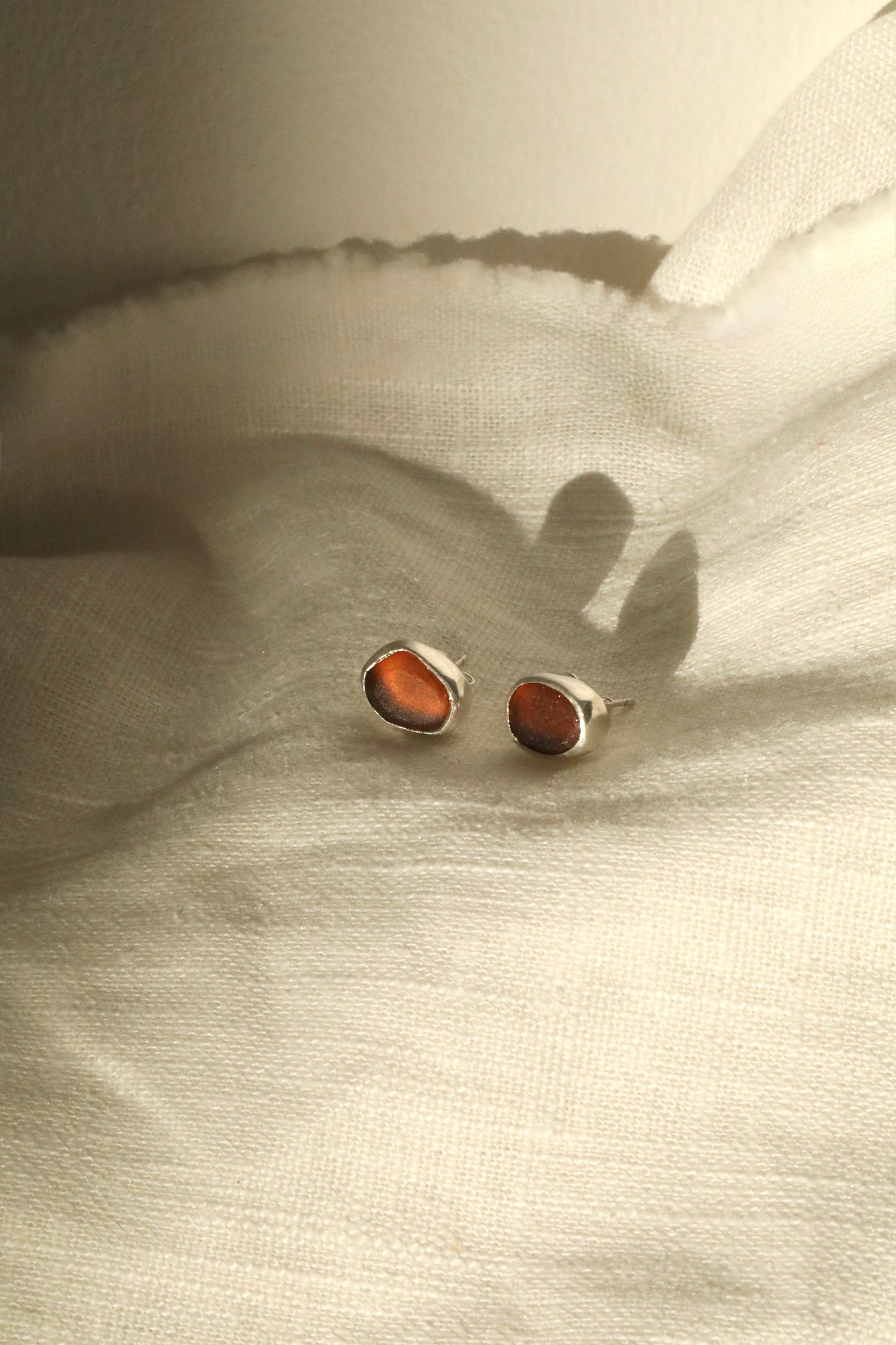 SKYE - Amber & silver stud earrings