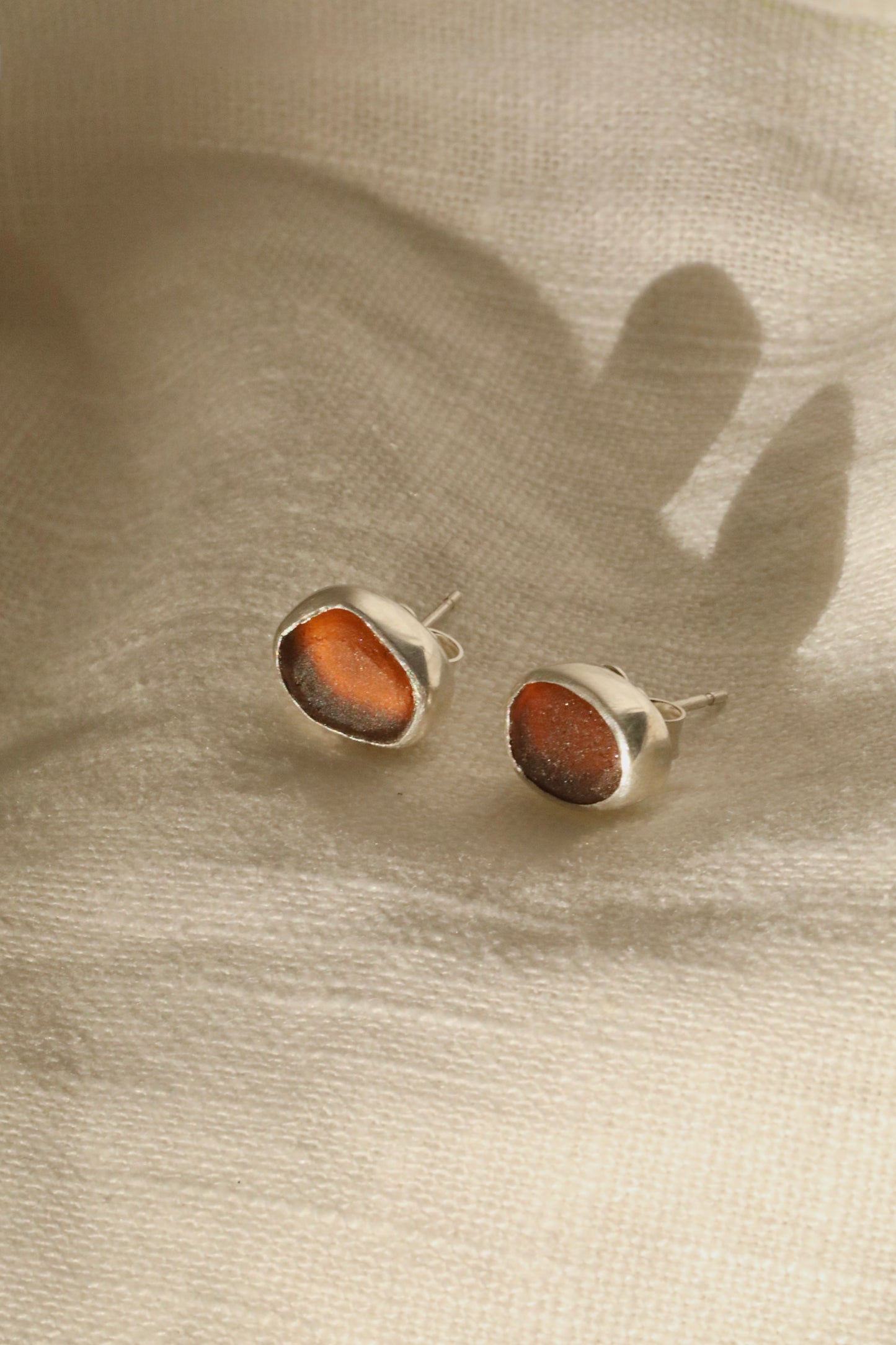 SKYE - Amber & silver stud earrings