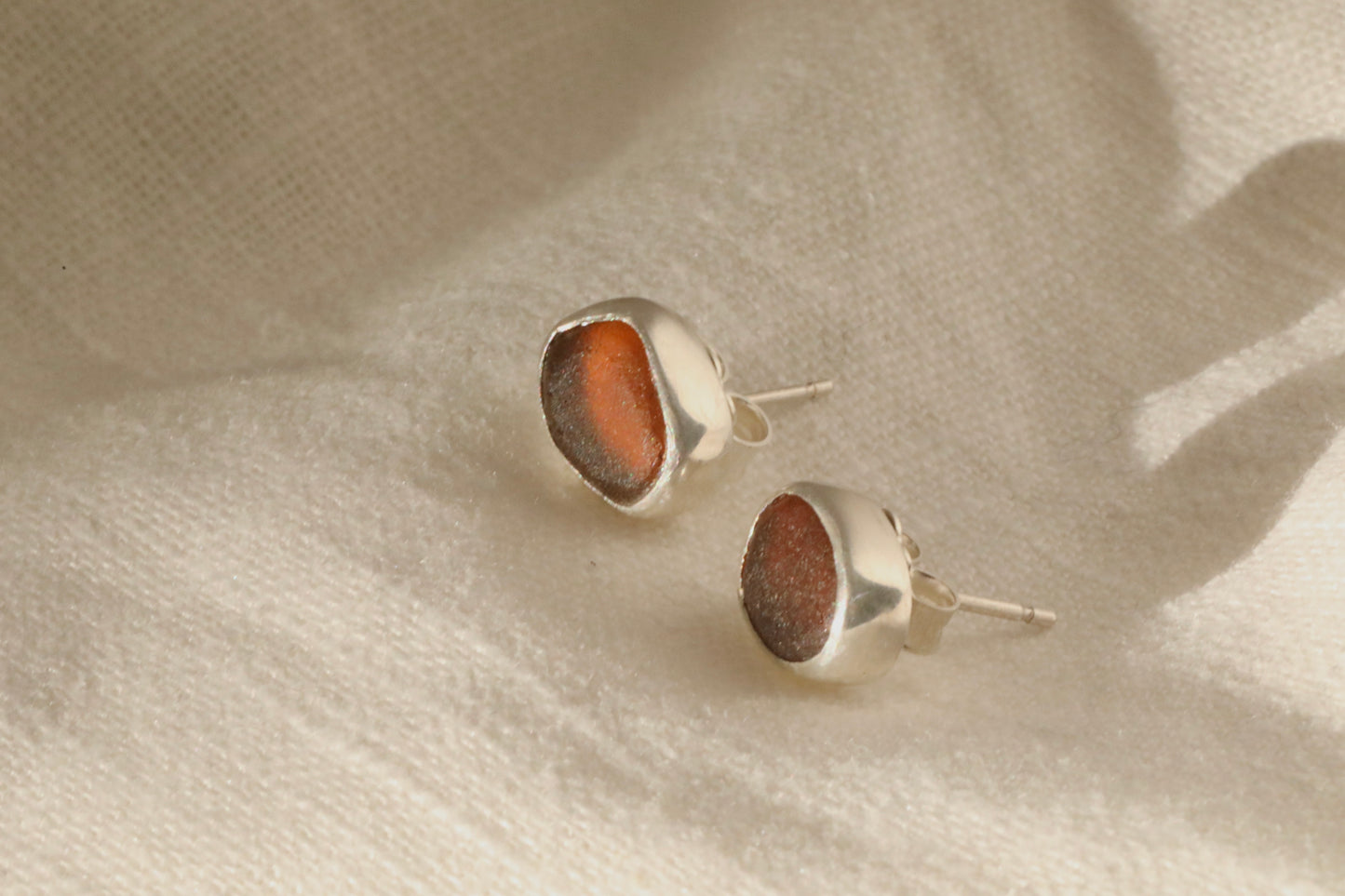SKYE - Amber & silver stud earrings