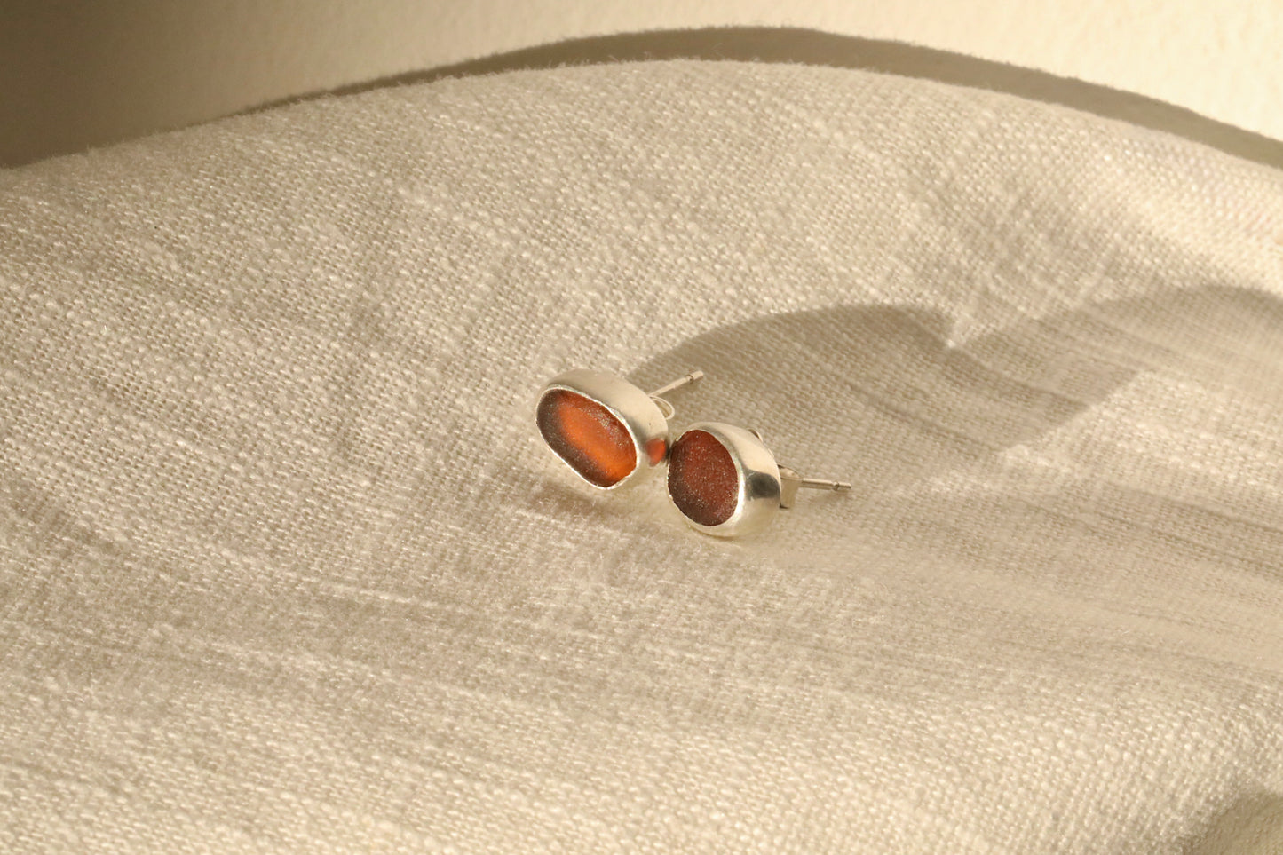 SKYE - Amber & silver stud earrings