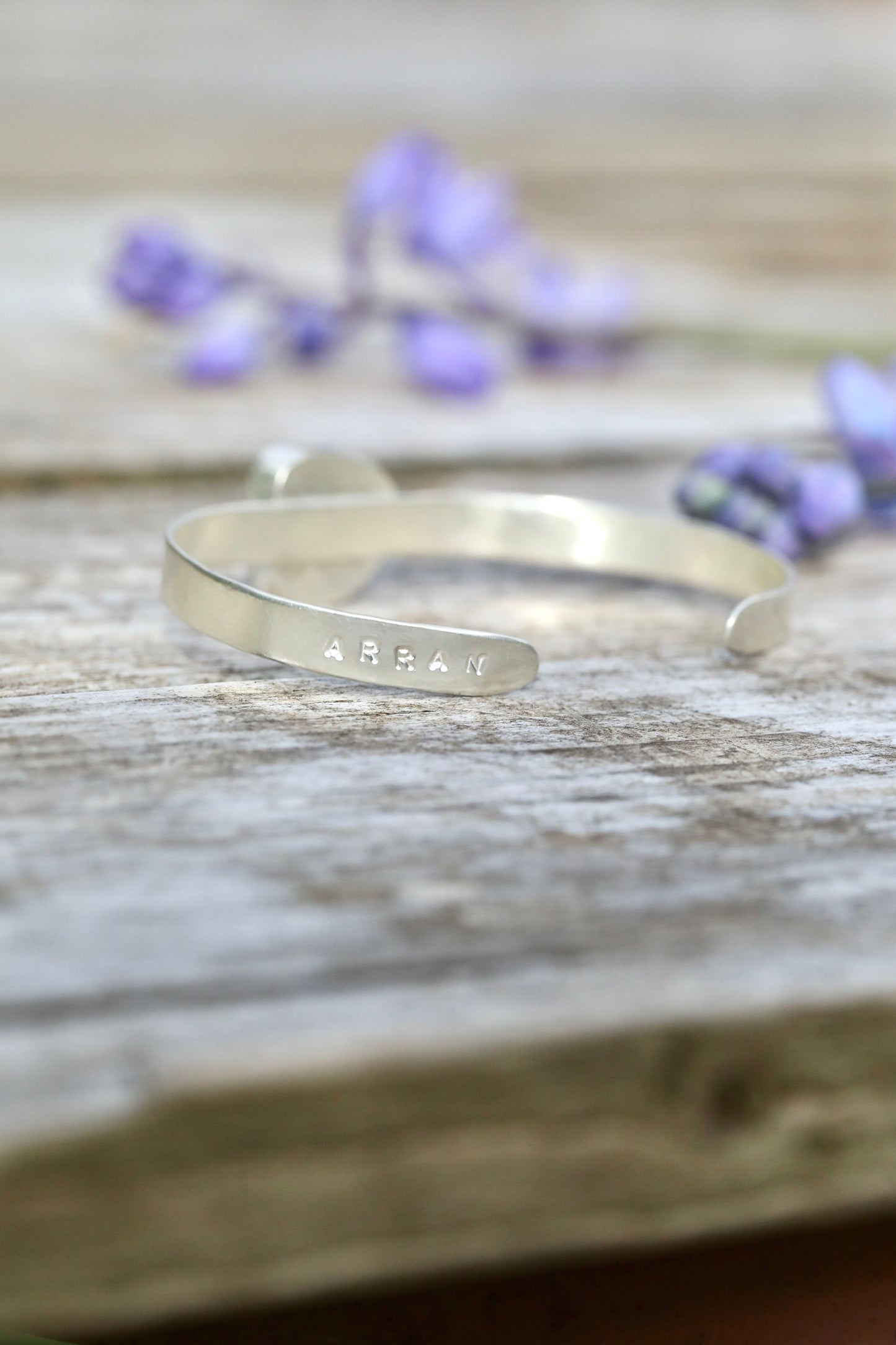 ARRAN pink pottery silver cuff bracelet