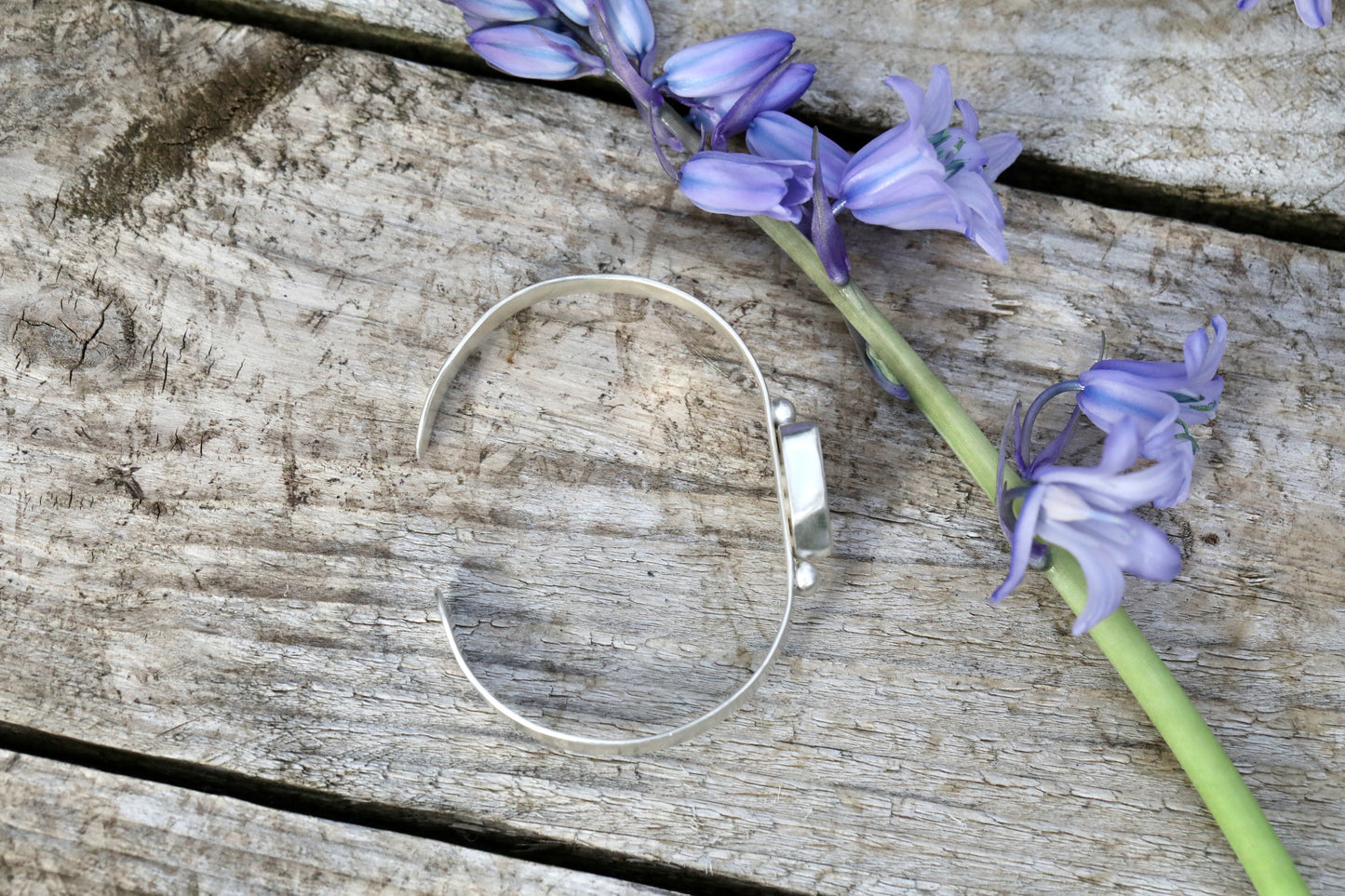 ARRAN pink pottery silver cuff bracelet