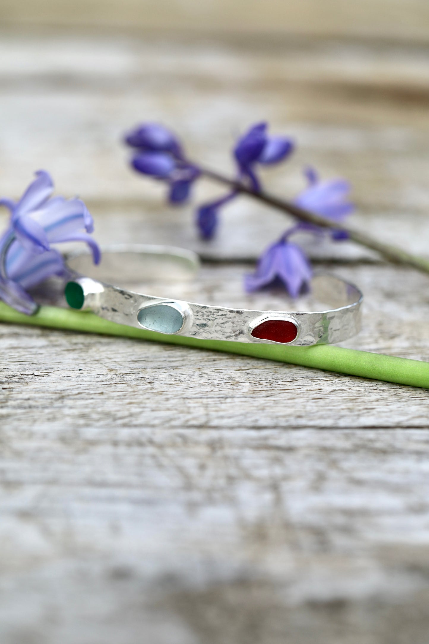 ARRAN 3 colour hammered silver cuff bracelet