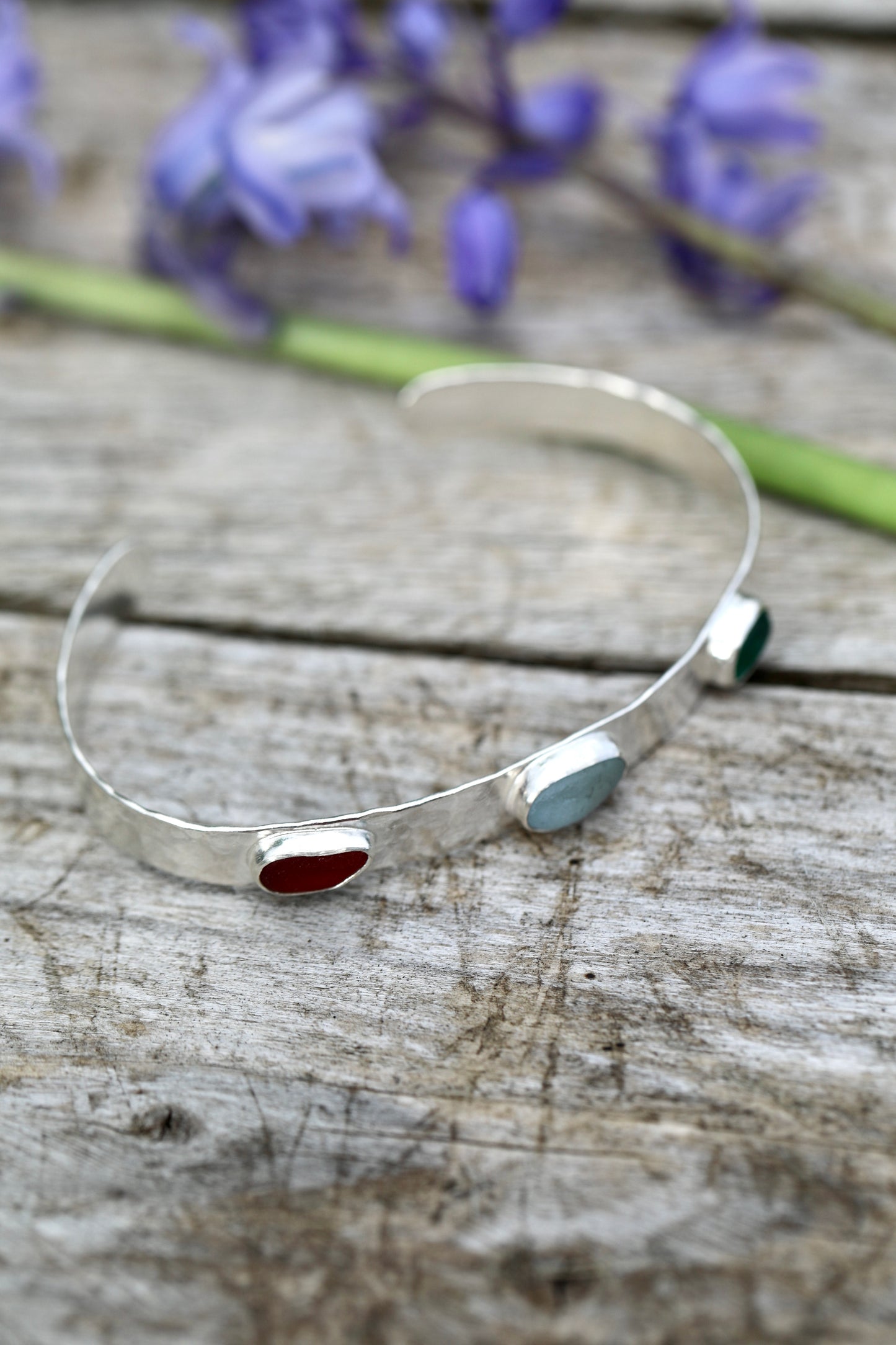 ARRAN 3 colour hammered silver cuff bracelet