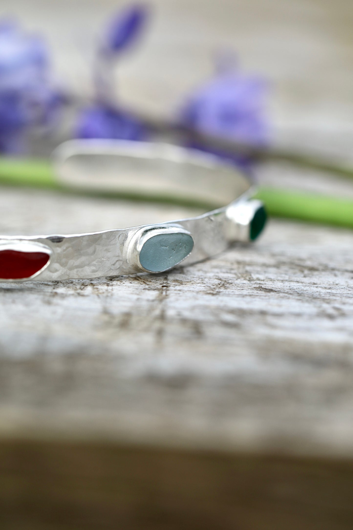 ARRAN 3 colour hammered silver cuff bracelet