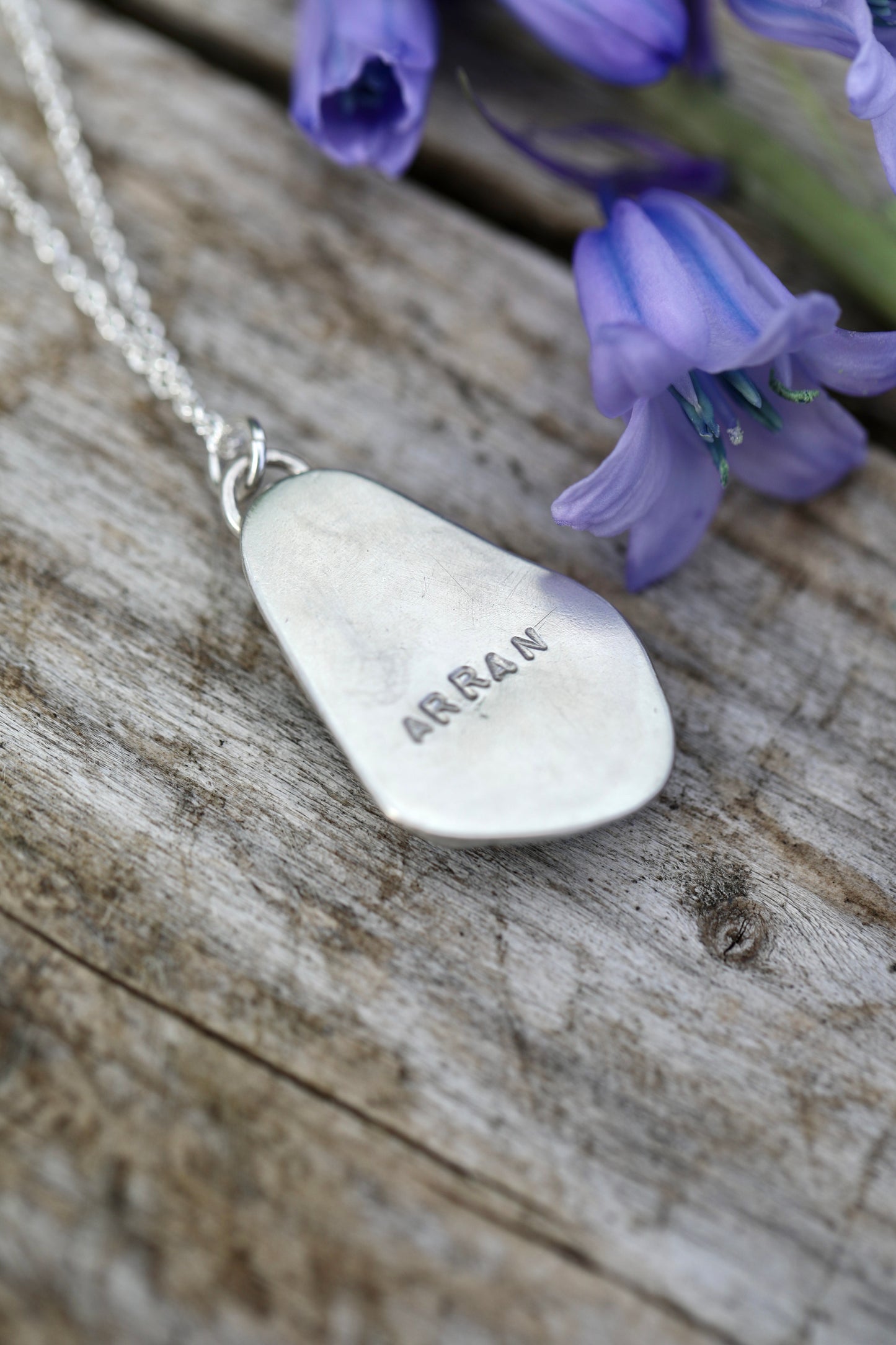 ARRAN Cornflower blue silver signet necklace