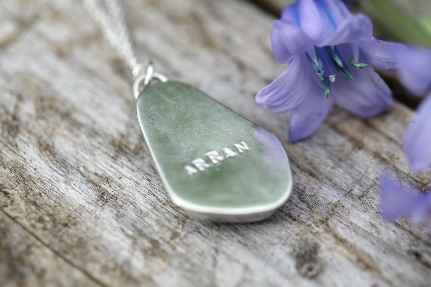 ARRAN Cornflower blue silver signet necklace