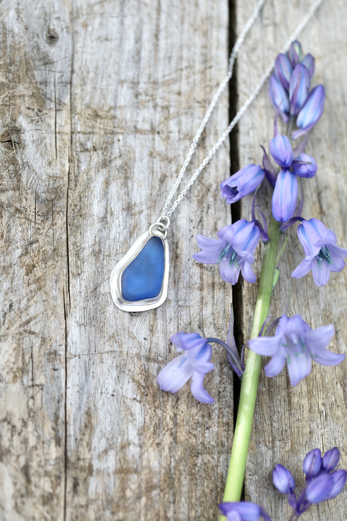 ARRAN Cornflower blue silver signet necklace