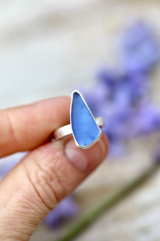 ARRAN Cornflower blue & silver ring - size K
