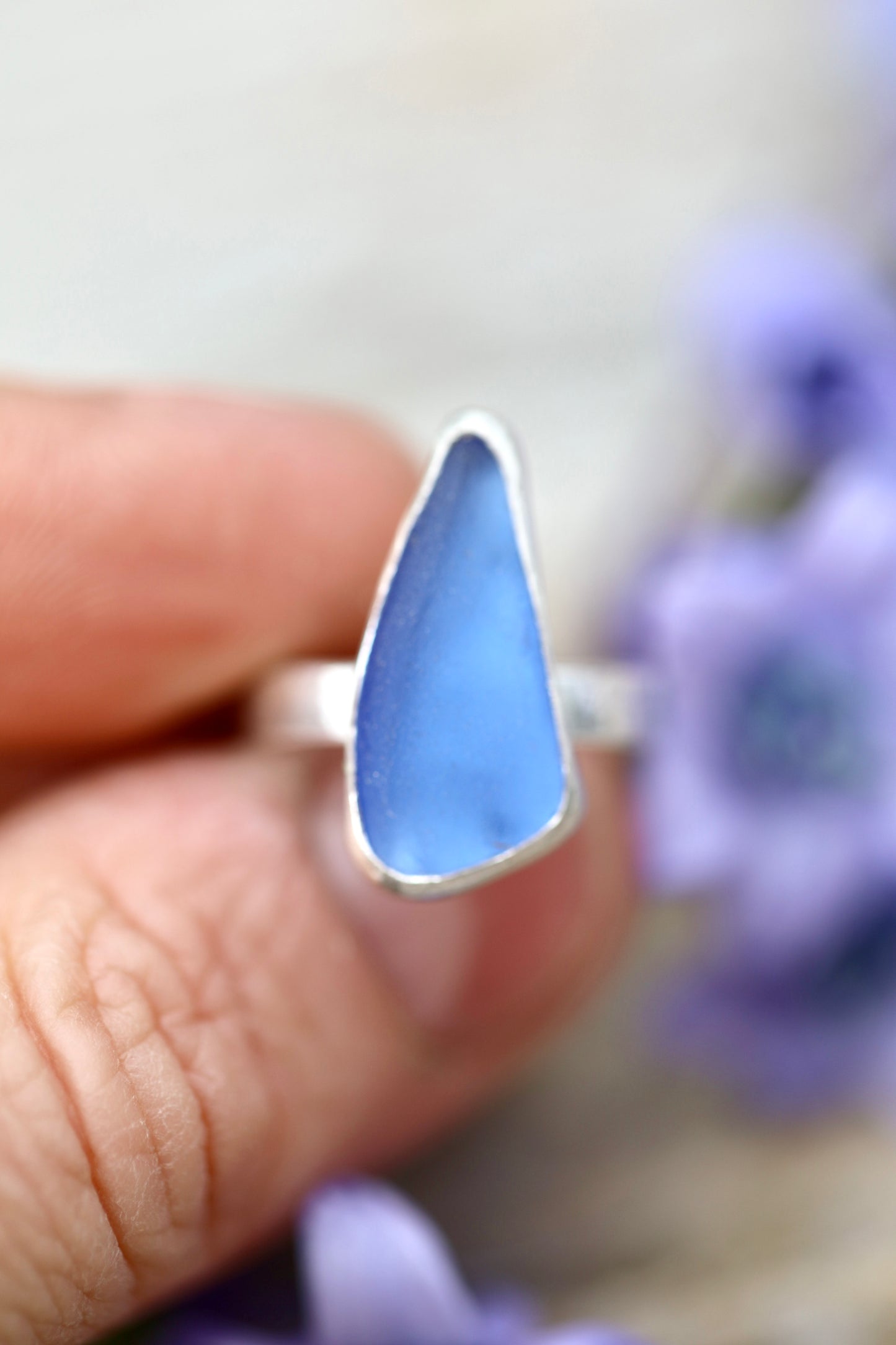 ARRAN Cornflower blue & silver ring - size K