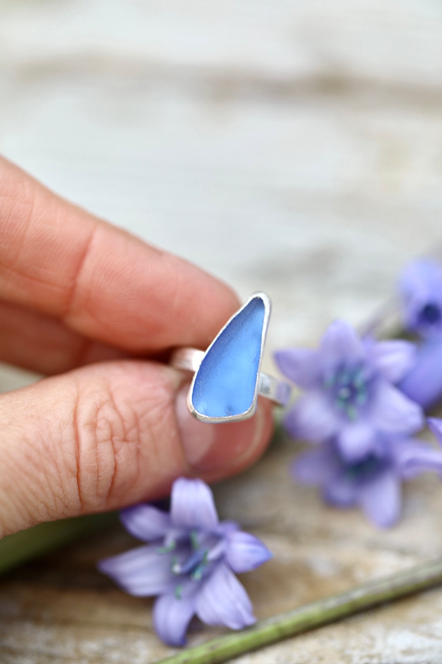 ARRAN Cornflower blue & silver ring - size K