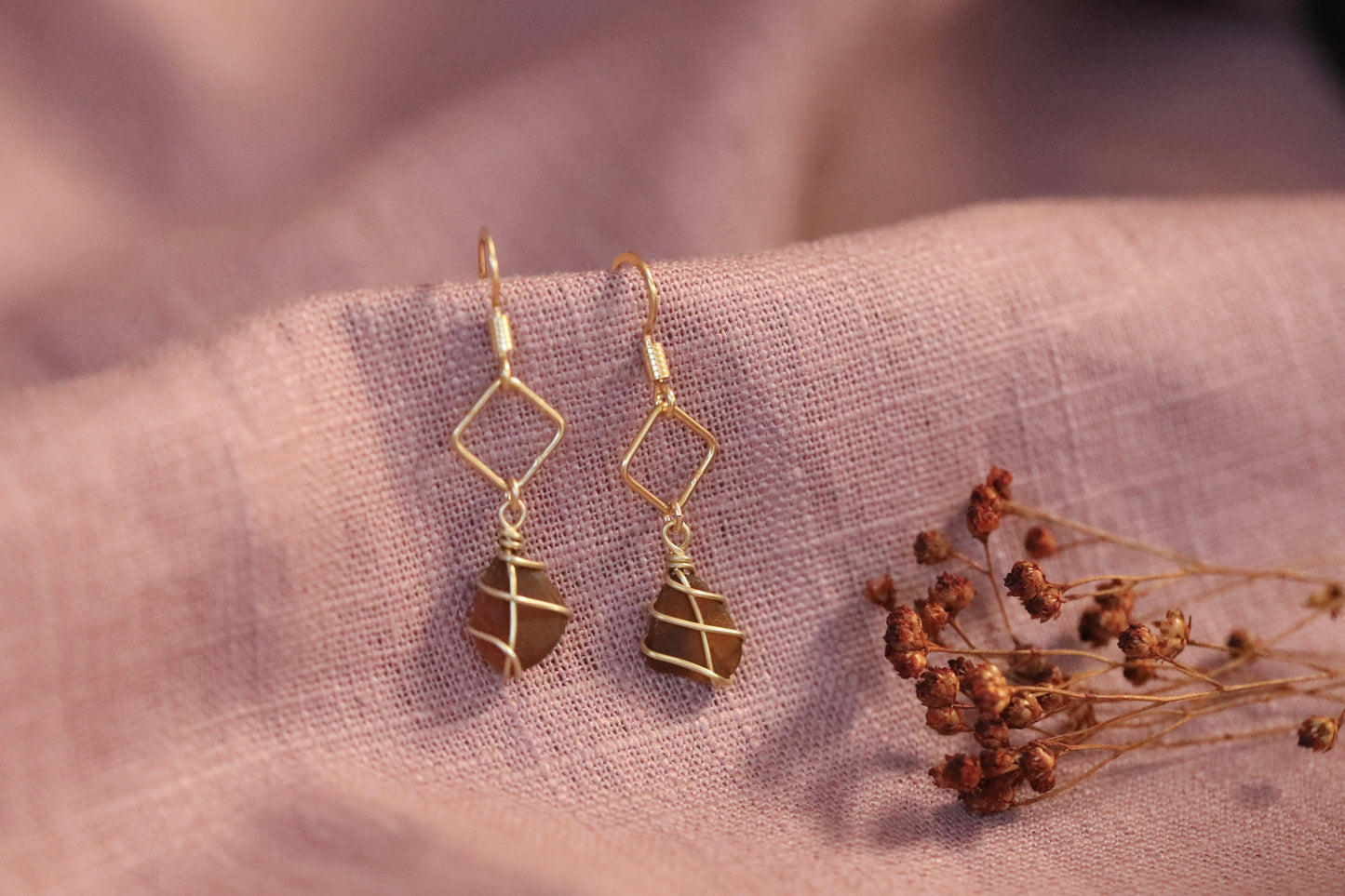 Xanthe Earrings in Gold Vermeil & Amber
