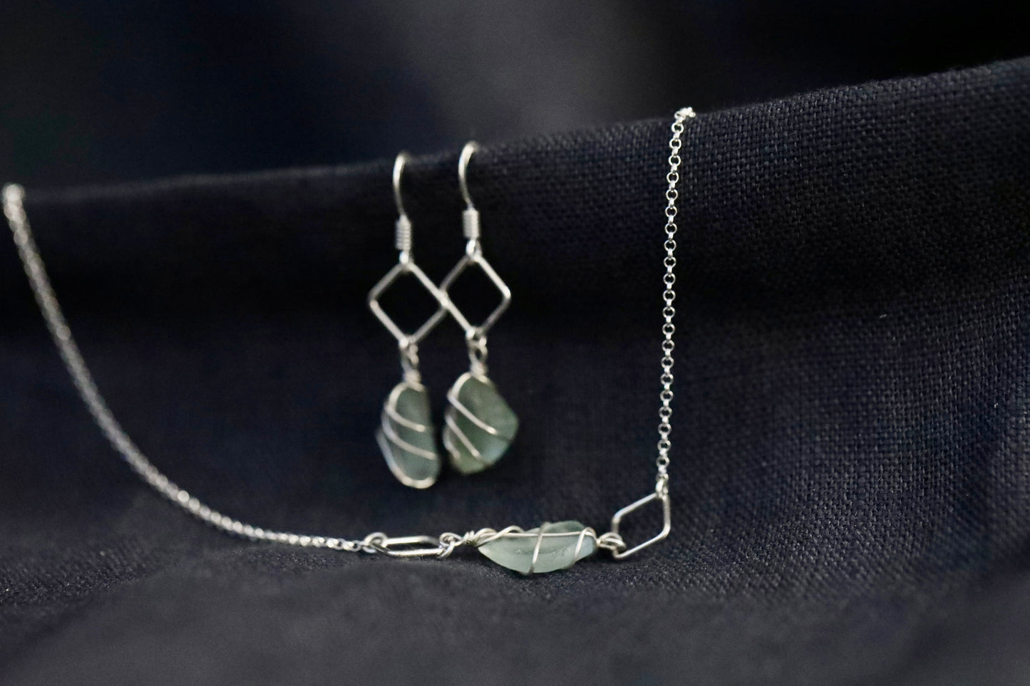 Xanthe Necklace in Sterling Silver & Light Blue