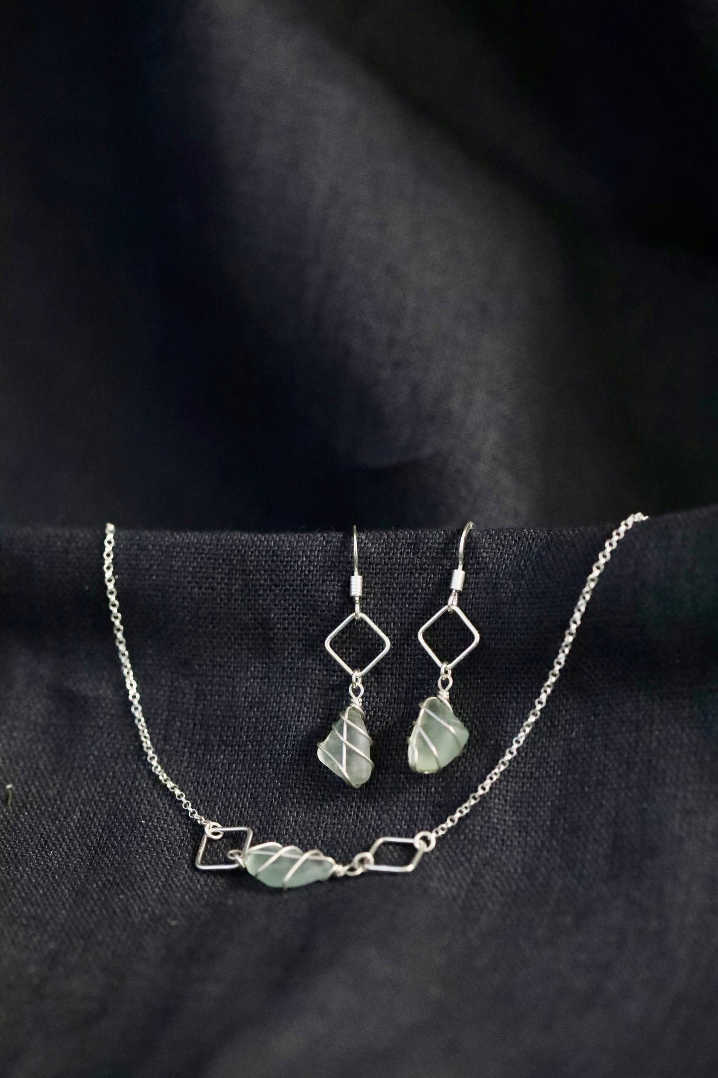 Xanthe Necklace in Sterling Silver & Light Blue