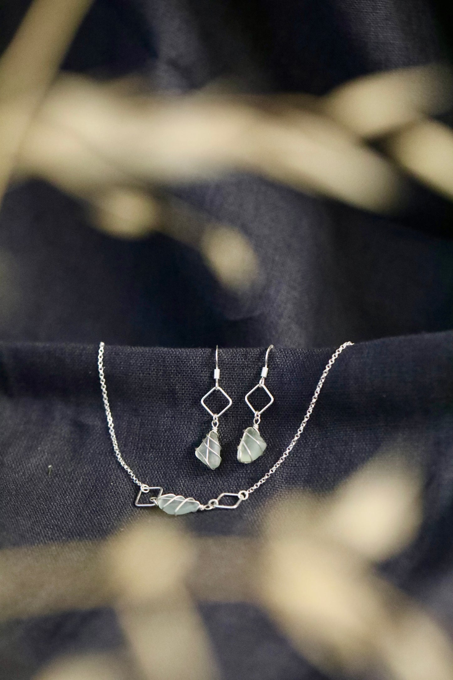 Xanthe Necklace in Sterling Silver & Light Blue