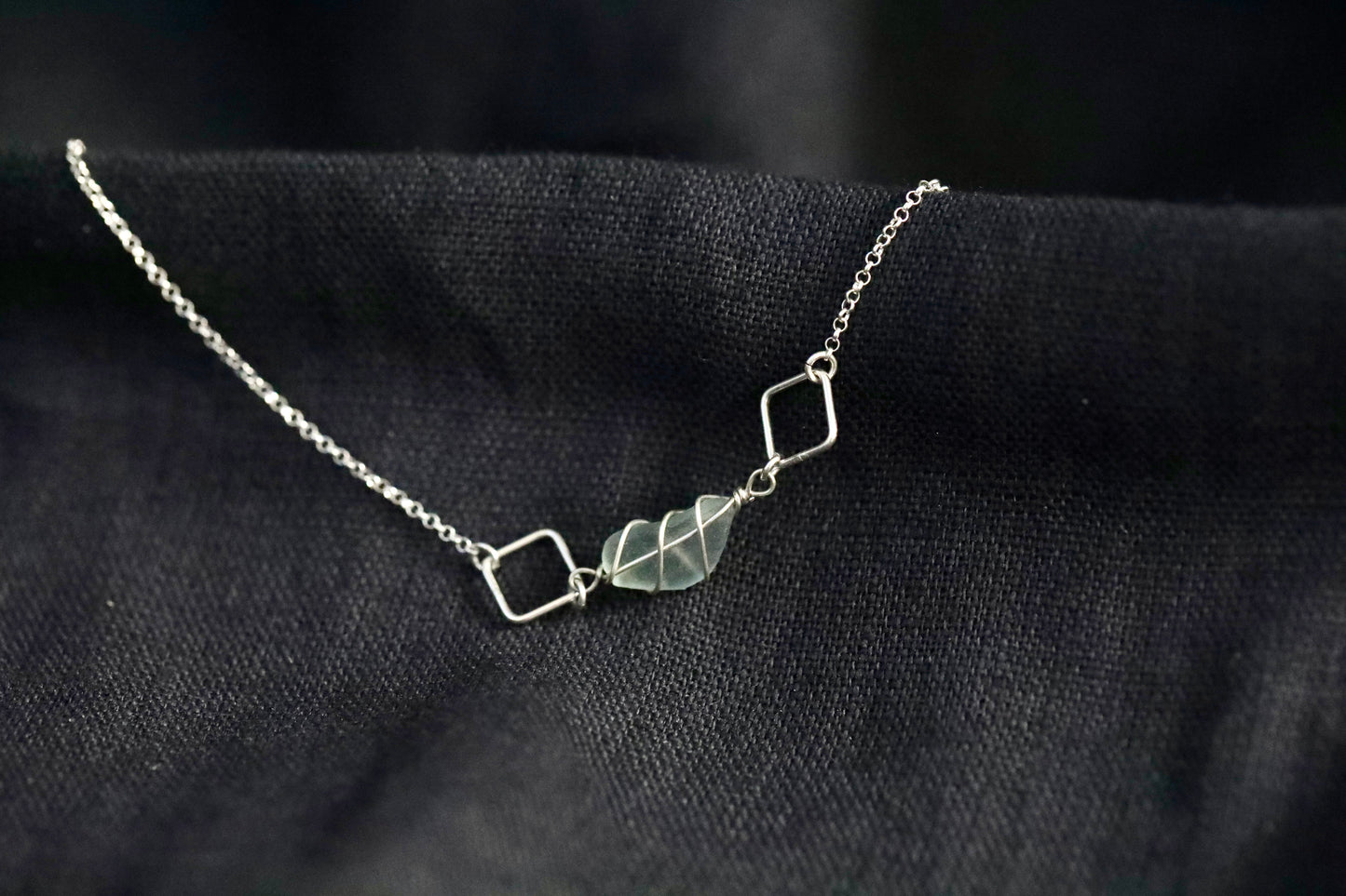 Xanthe Necklace in Sterling Silver & Light Blue