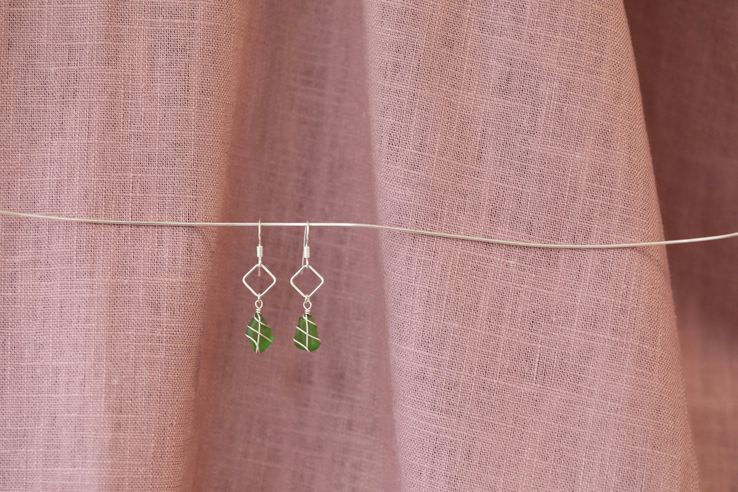 Xanthe Earrings in Silver & Bright Green