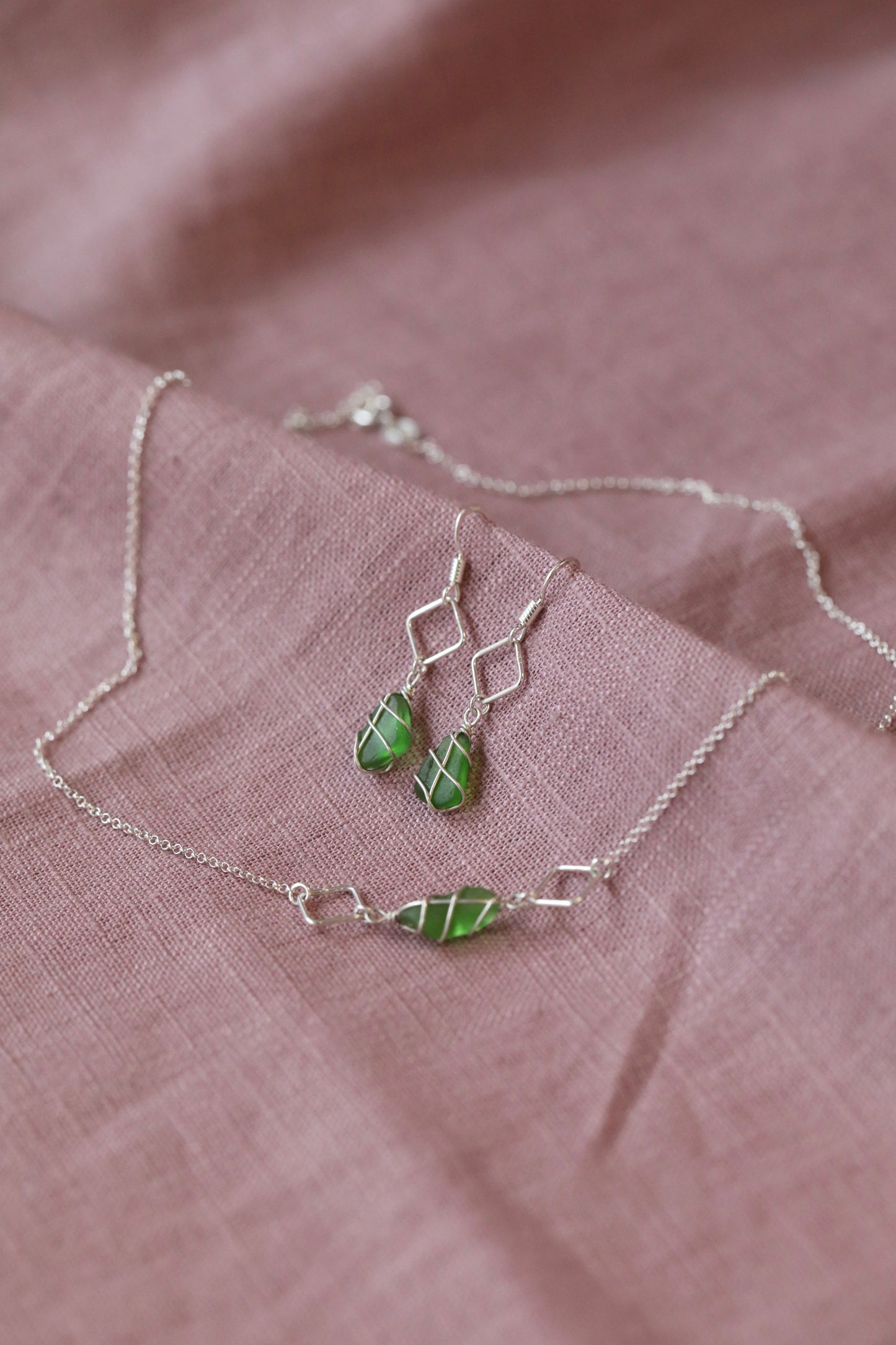 Xanthe Necklace in Sterling Silver & Bright Green