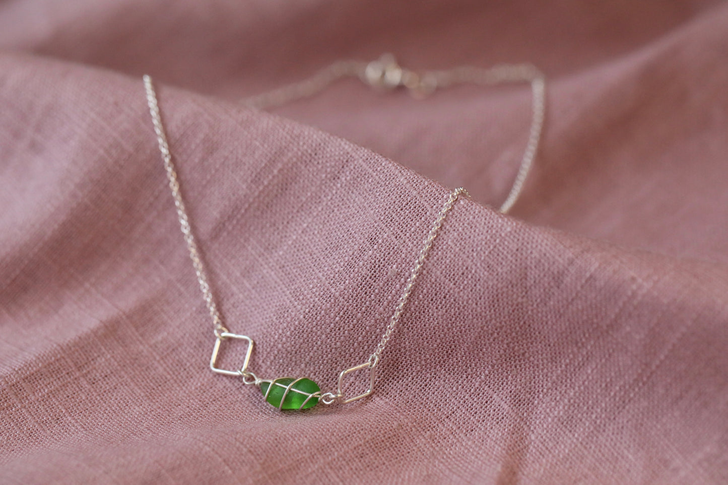 Xanthe Necklace in Sterling Silver & Bright Green