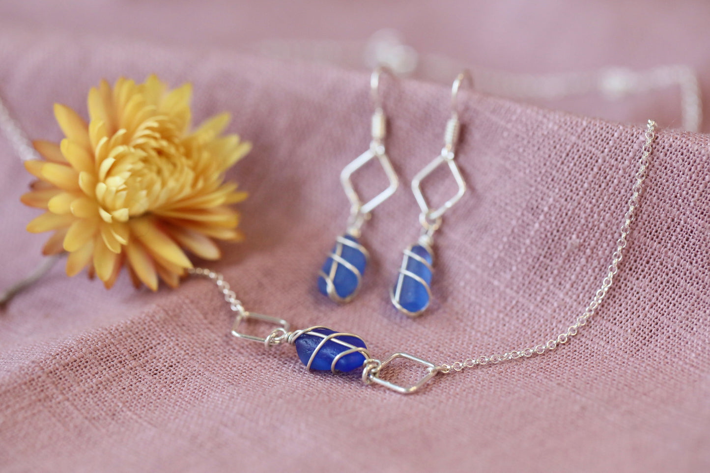 Xanthe Earrings in Silver & Cornflower Blue