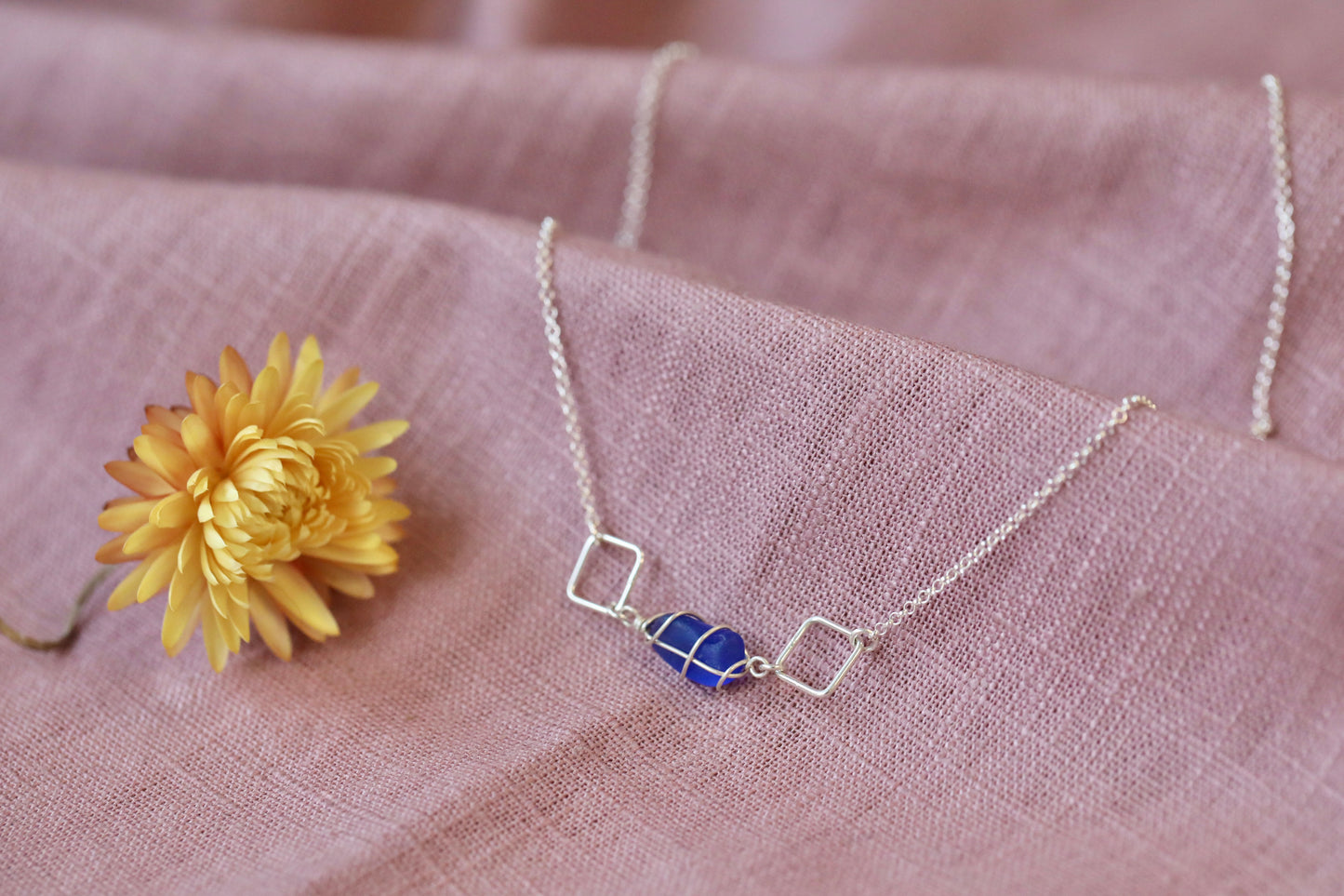 Xanthe Necklace in Sterling Silver & Cornflower Blue