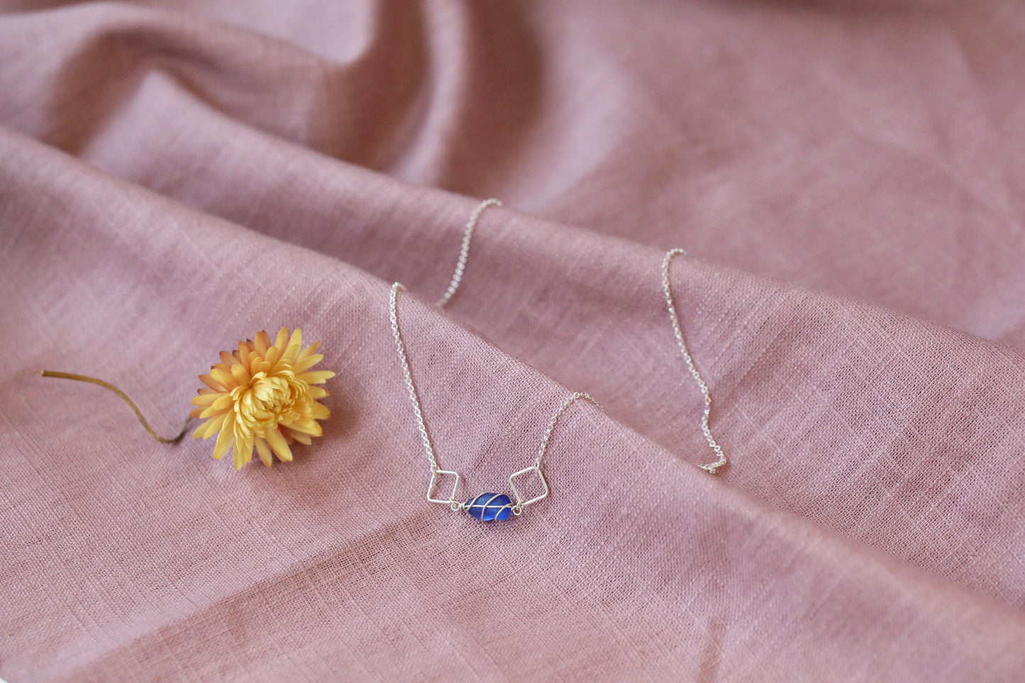 Xanthe Necklace in Sterling Silver & Cornflower Blue