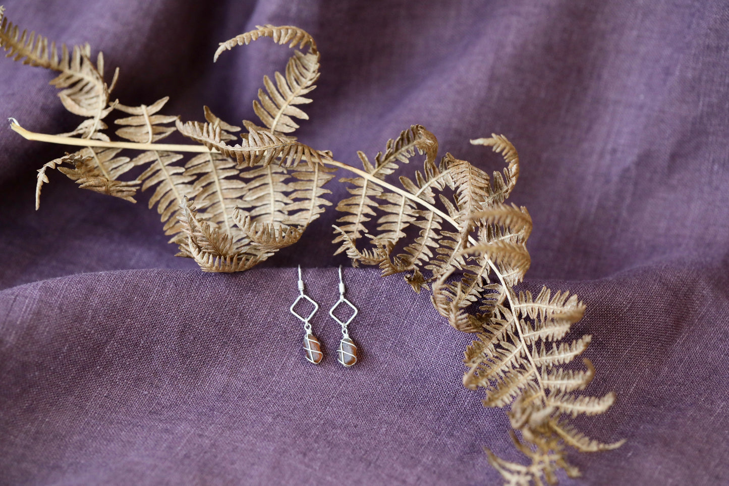 Xanthe Earrings in Silver & Amber