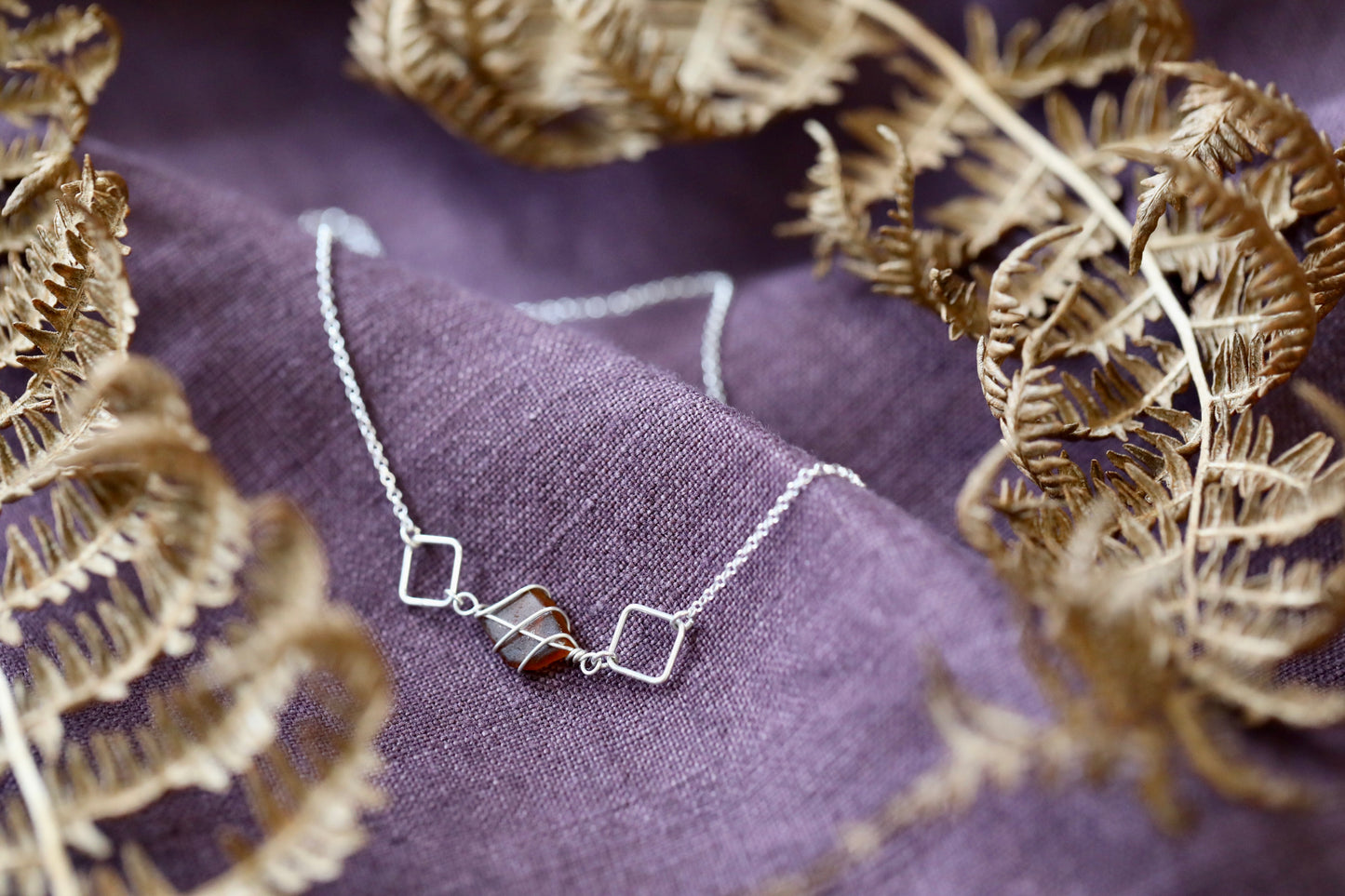 Xanthe Necklace in Sterling Silver & Amber