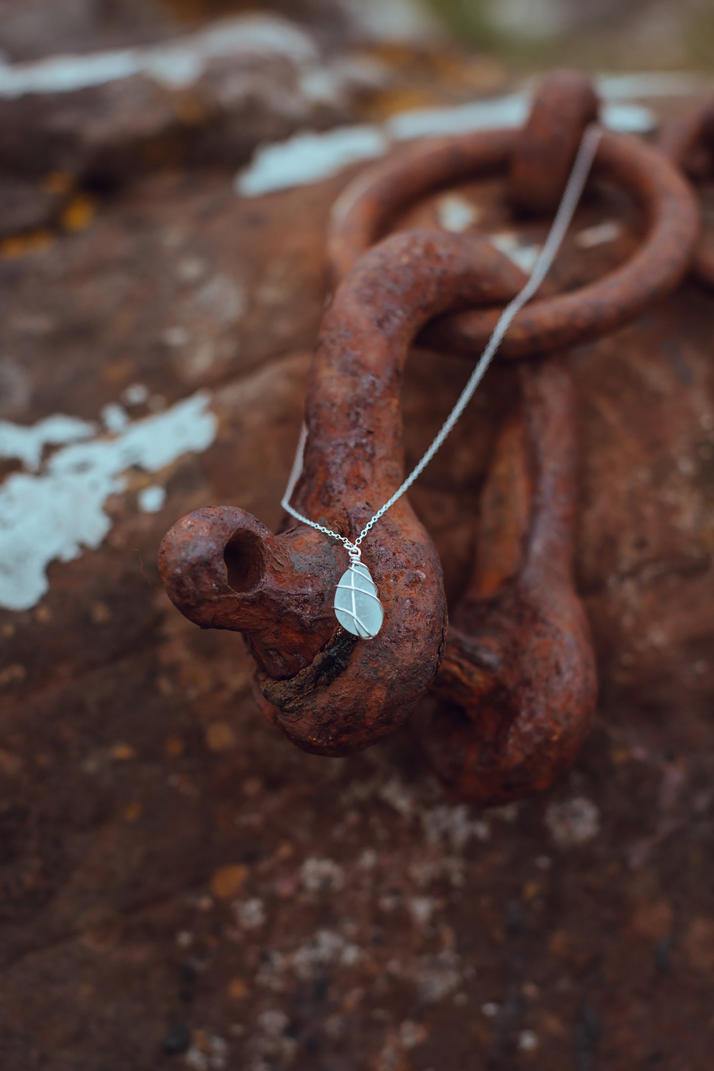 Classic silver necklace - Frosted White