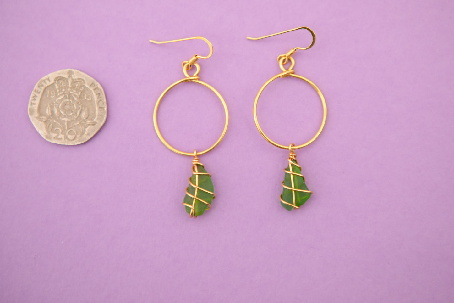 Lillie Hoops in Gold & Bright Green