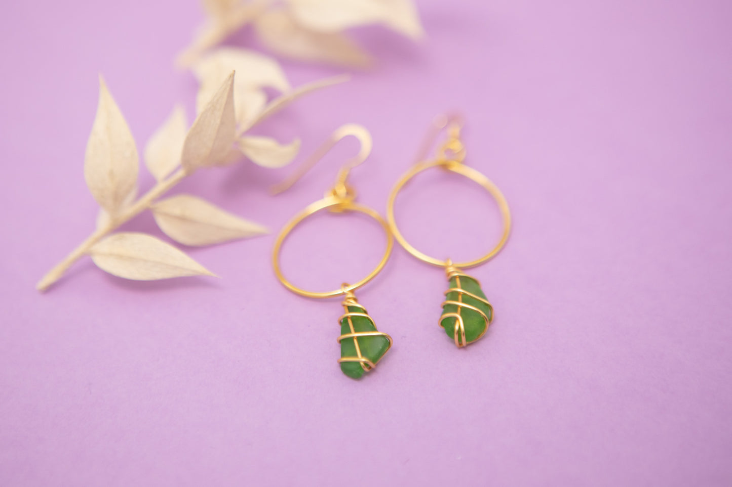 Lillie Hoops in Gold & Bright Green