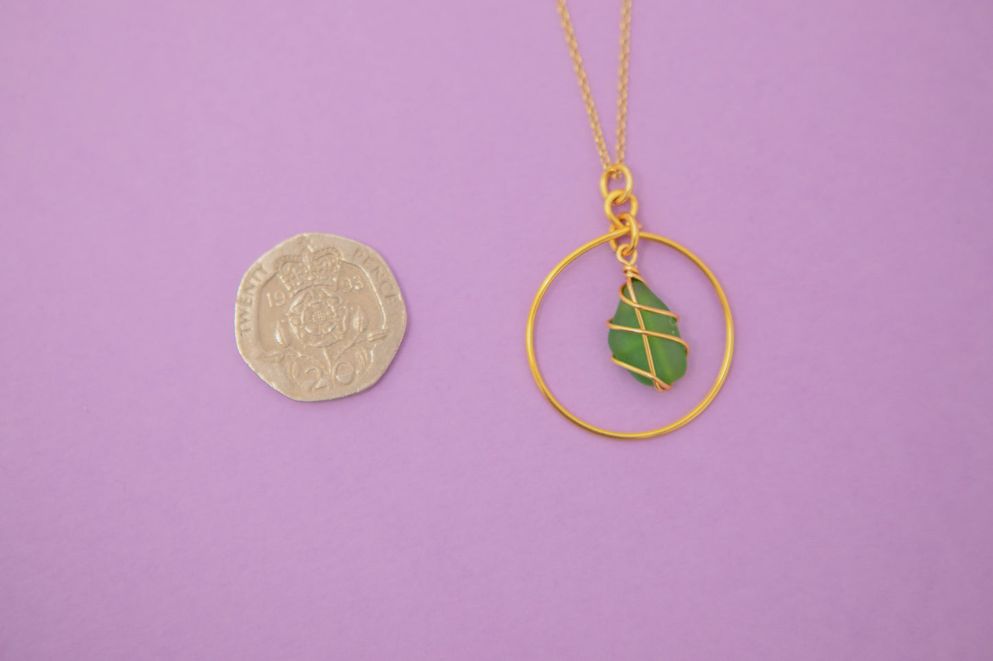 Jennie Hoop Necklace in Gold & Bright Green