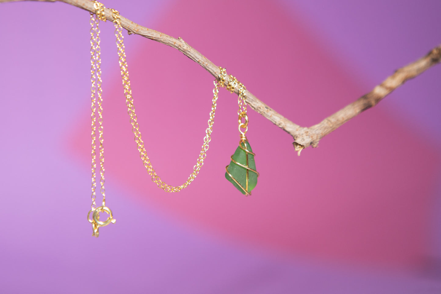 Classic Gold Necklace - Bright Green