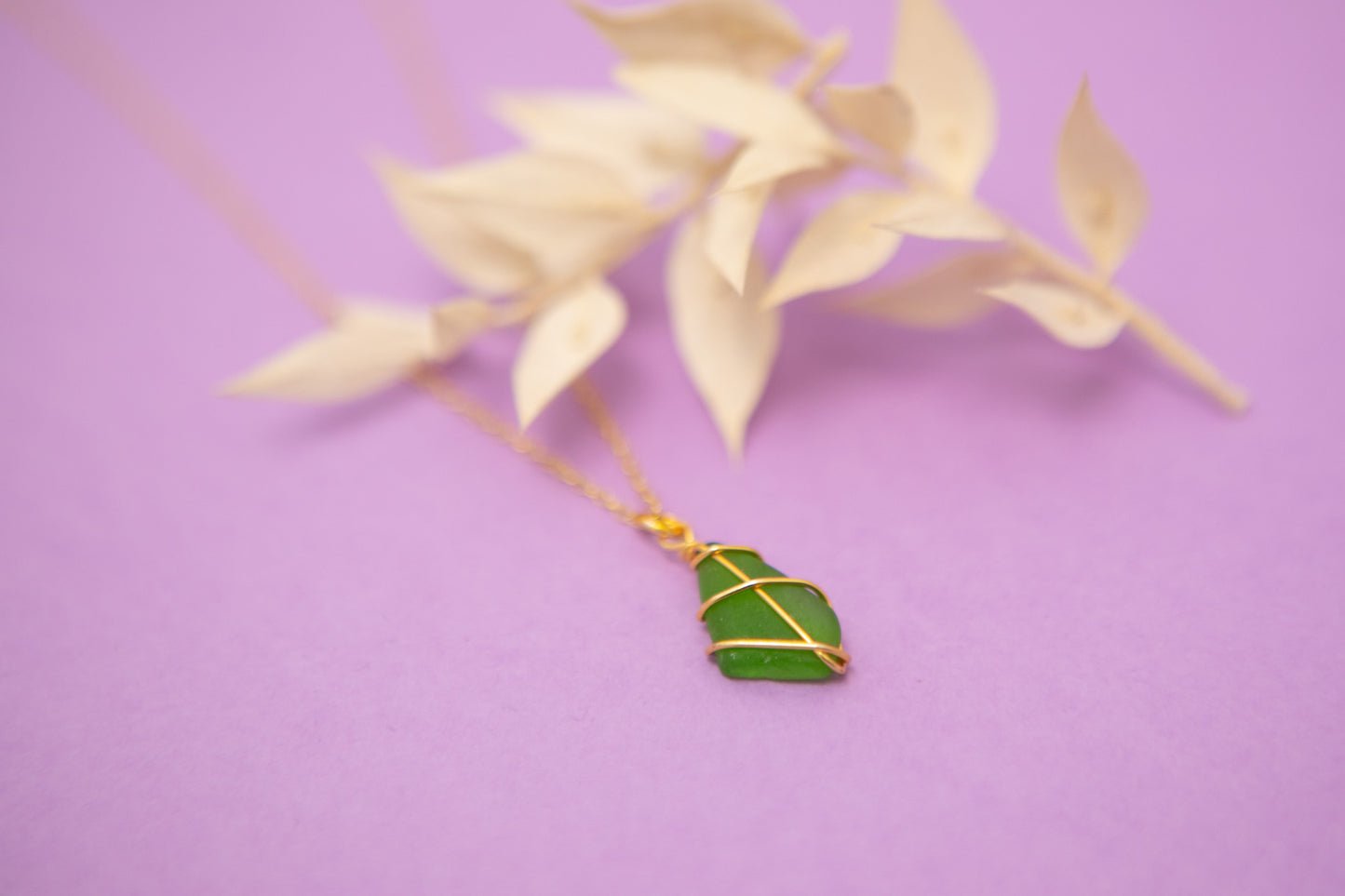 Classic Gold Necklace - Bright Green
