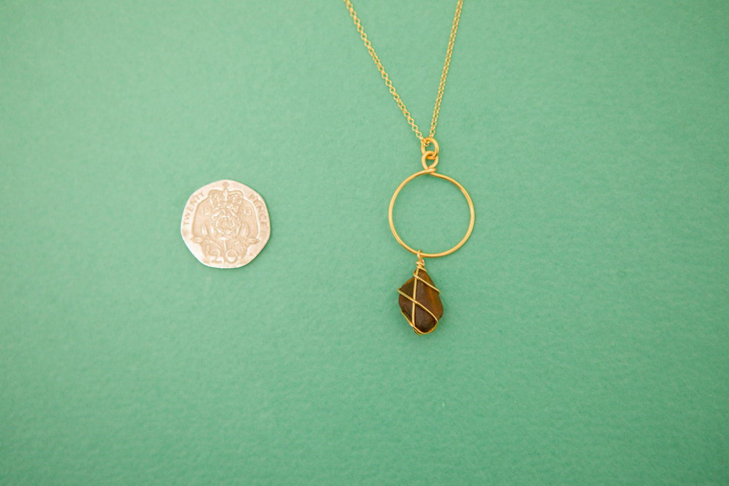 Lillie Hoop Necklace in Gold & Amber