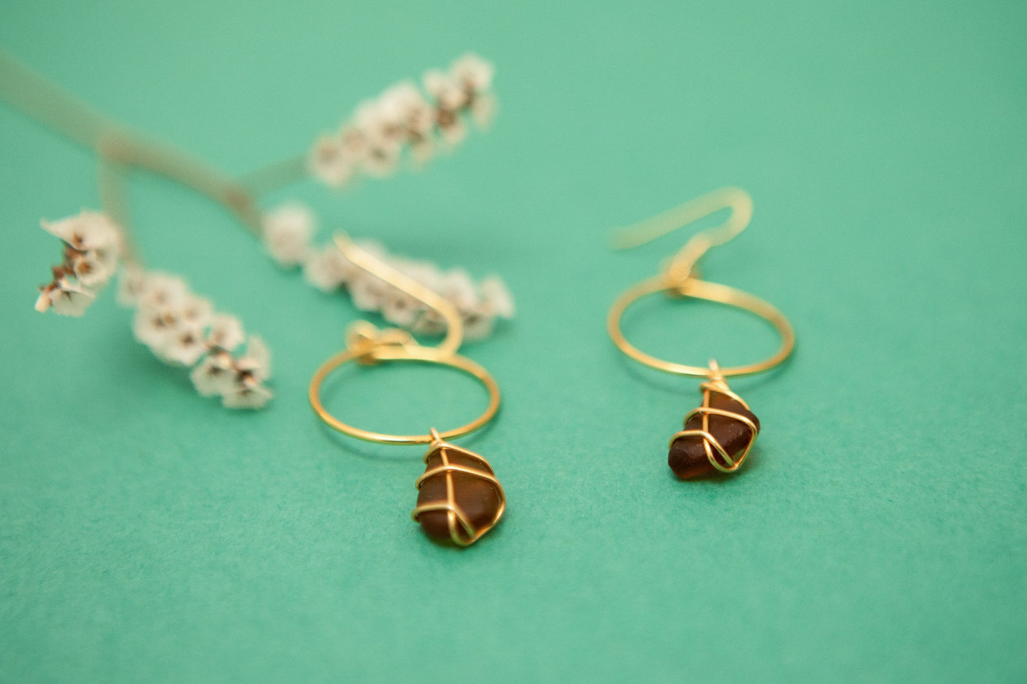 Lillie Hoops in Gold & Amber