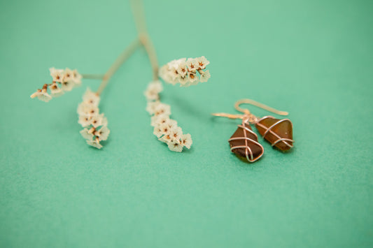 Classic rose gold earrings - Brown