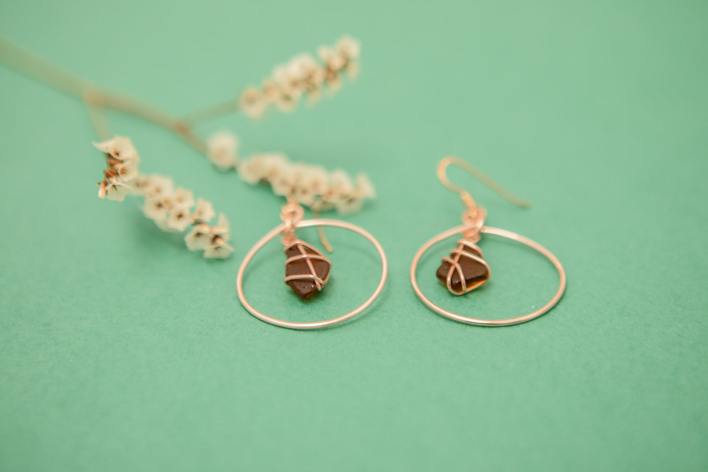 Jennie Hoops in Rose Gold & Amber