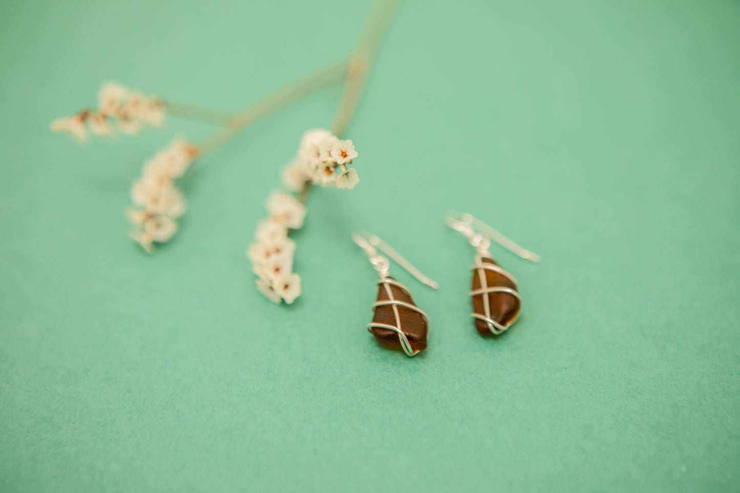 Classic silver earrings - Brown