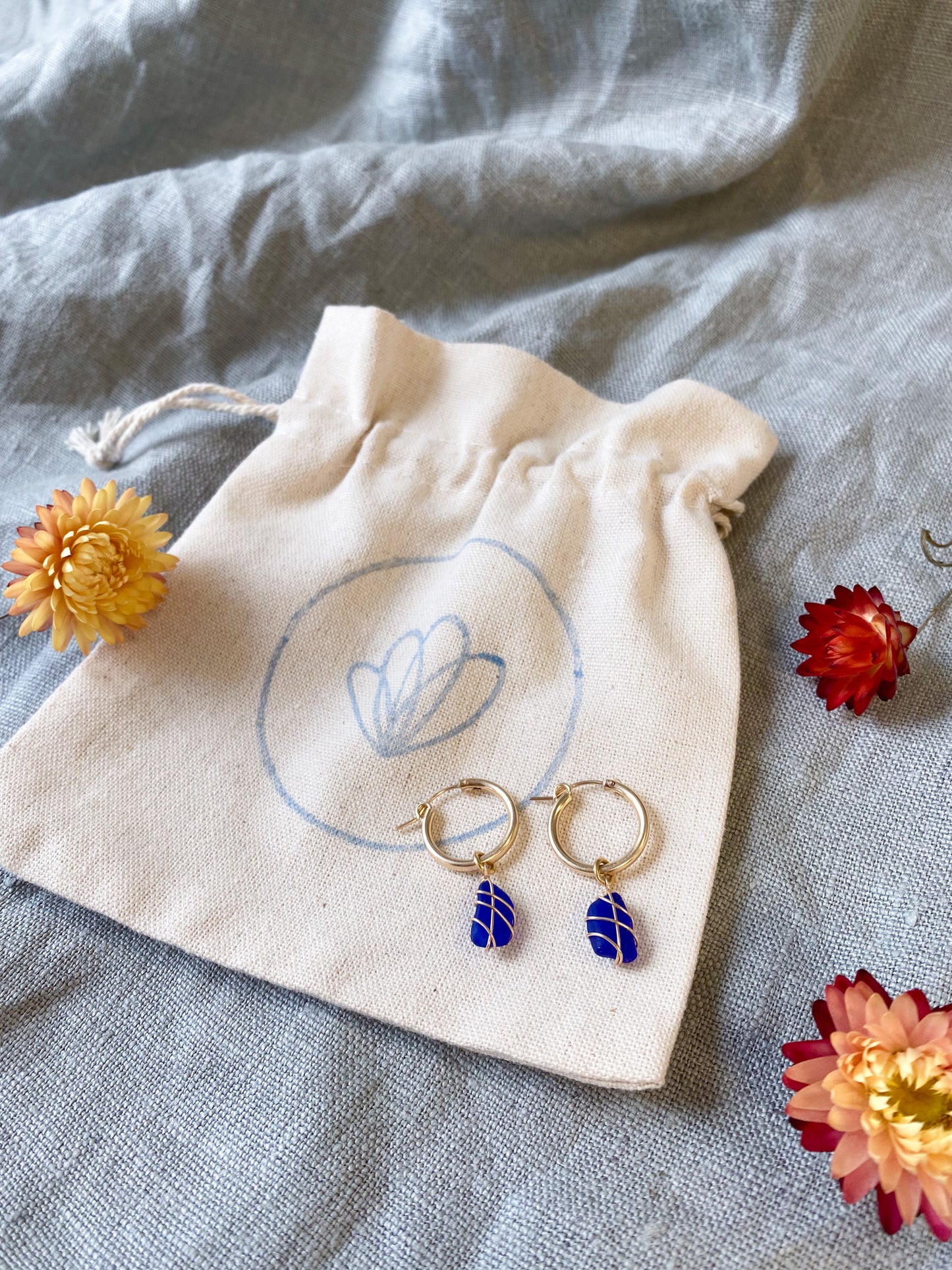 Leone Hoops in Gold Filled & Cobalt Blue