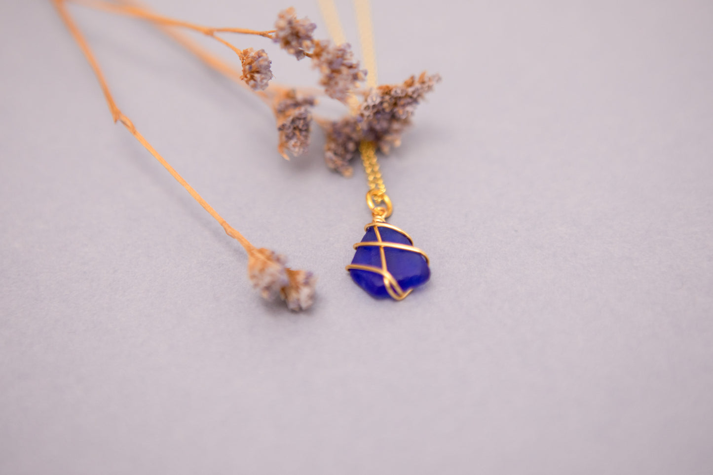 Classic Gold Necklace - Cobalt Blue