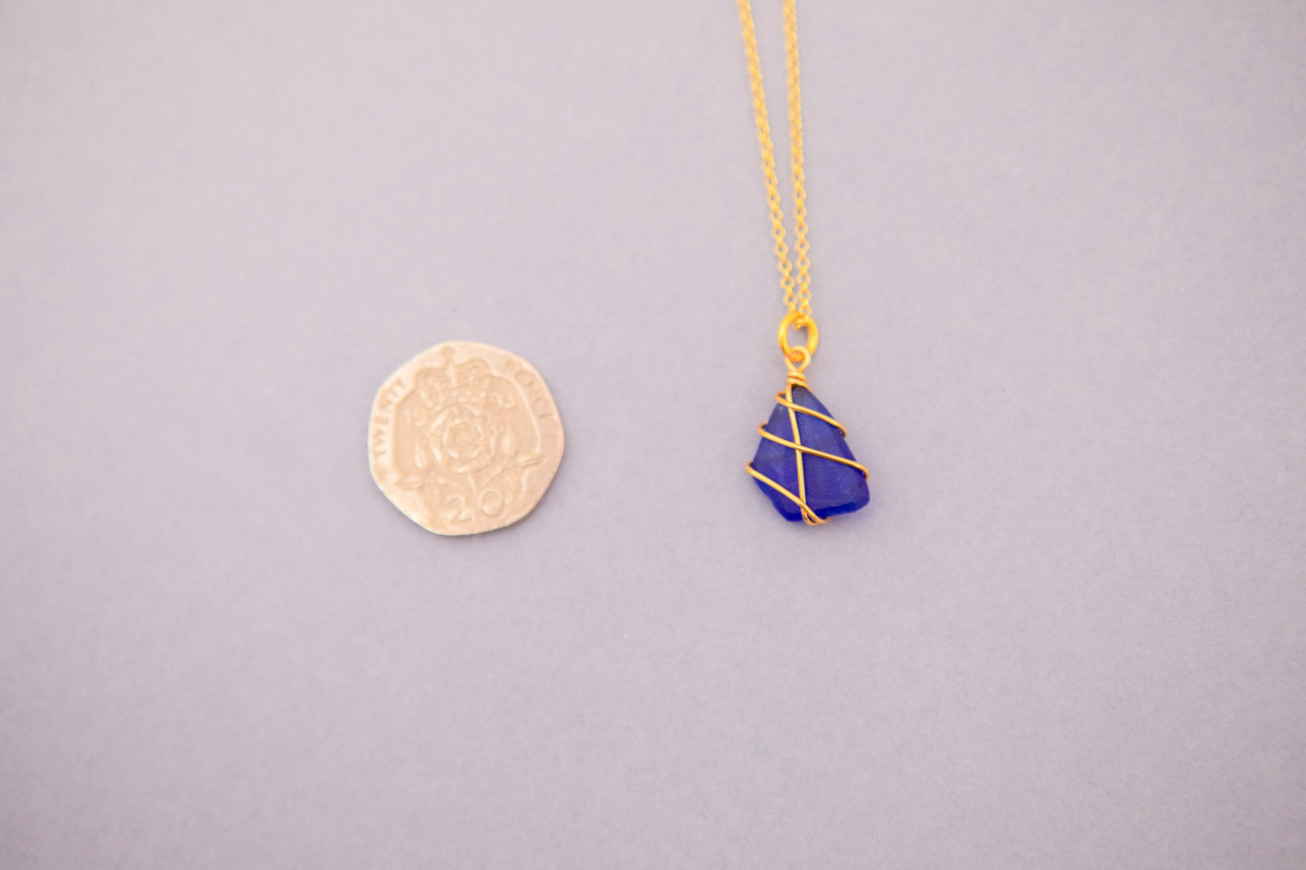 Classic Gold Necklace - Cobalt Blue